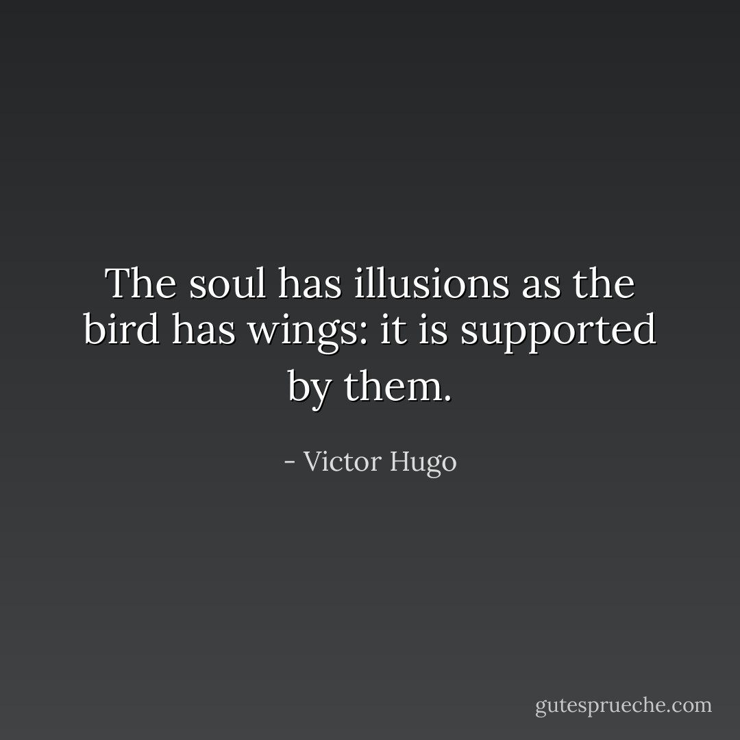 The soul has illusions as the bird has wings: it is supported by them. - Victor Hugo