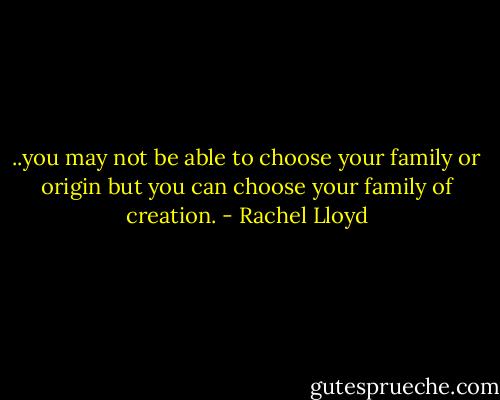 ..you may not be able to choose your family or origin but you can choose your family of creation. - Rachel Lloyd