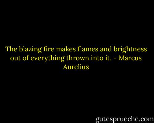 The blazing fire makes flames and brightness out of everything thrown into it. - Marcus Aurelius