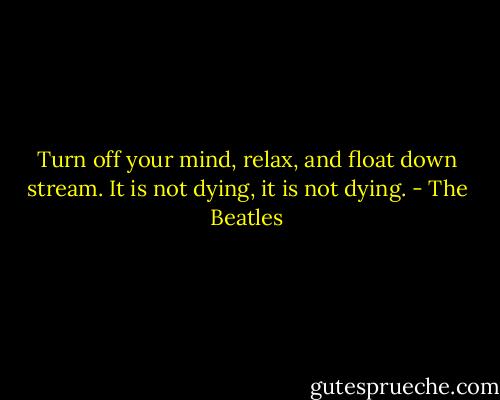 Turn off your mind, relax, and float down stream.<br />It is not dying, it is not dying. - The Beatles