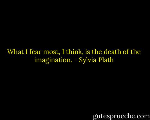 What I fear most, I think, is the death of the imagination. - Sylvia Plath