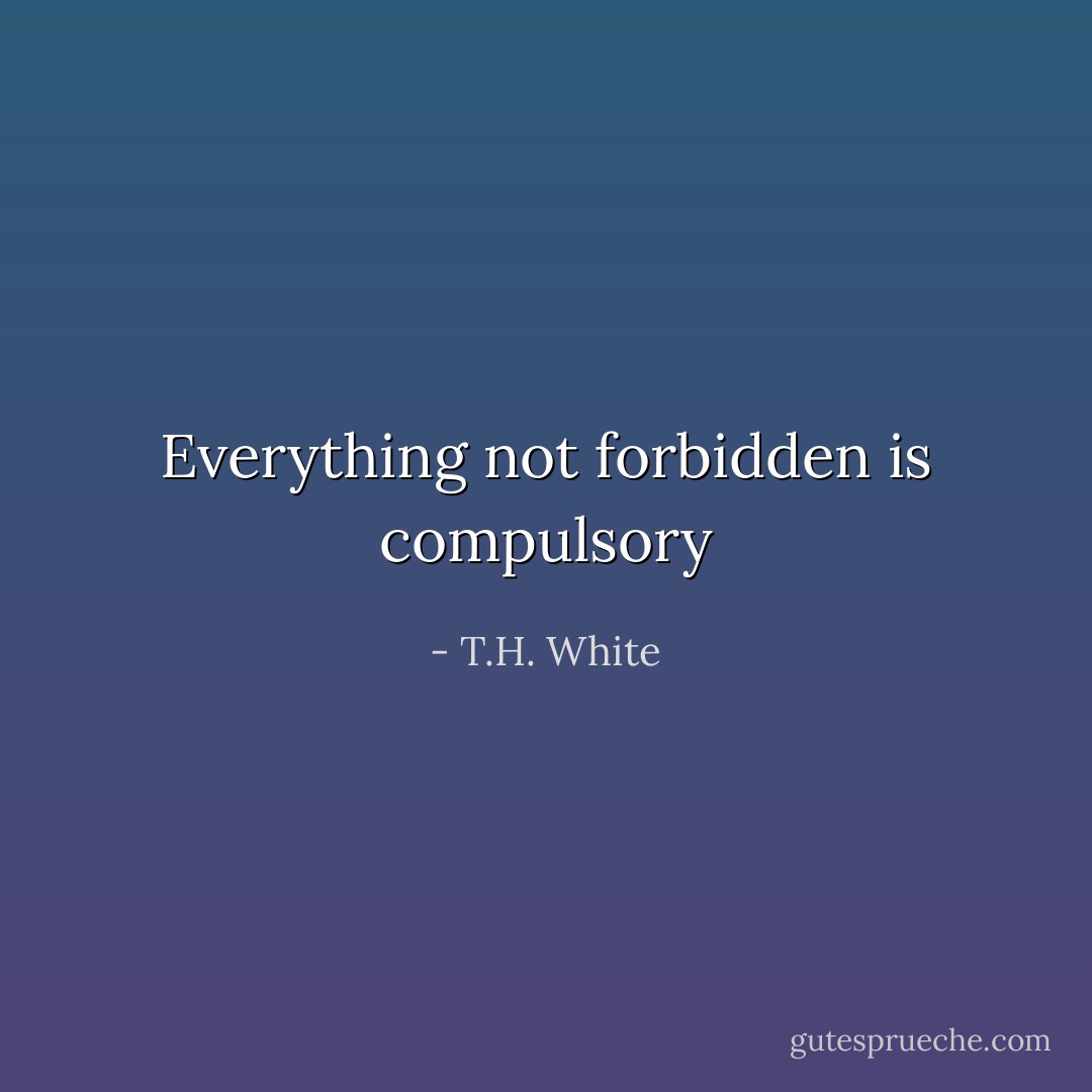 Everything not forbidden is compulsory - T.H. White