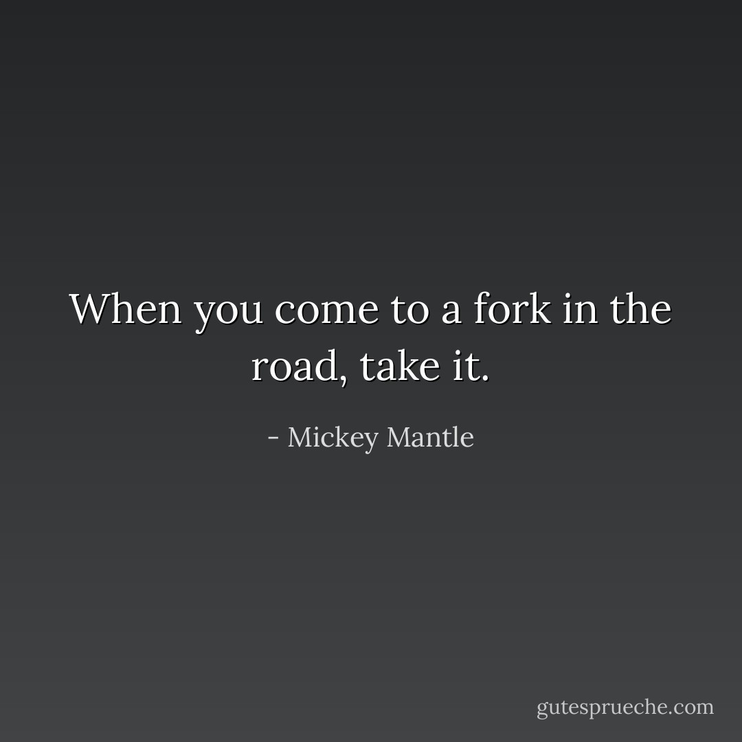 When you come to a fork in the road, take it. - Mickey Mantle