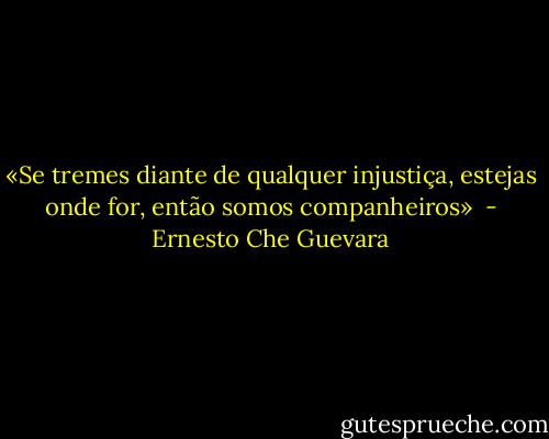 «Se tremes diante de qualquer injustiça, estejas onde for, então somos companheiros»  - Ernesto Che Guevara