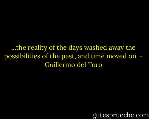 ...the reality of the days washed away the possibilities of the past, and time moved on. - Guillermo del Toro