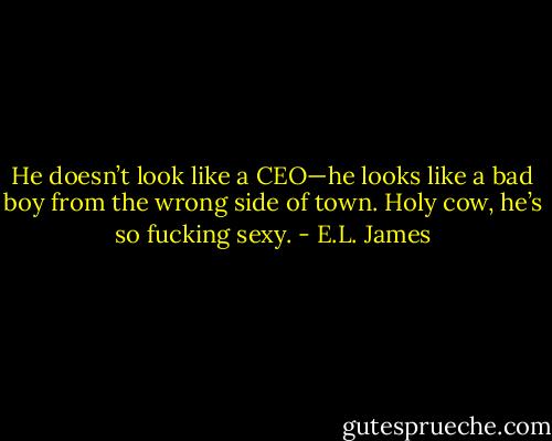 He doesn’t look like a CEO—he looks like a bad boy from the wrong side of town. Holy cow, he’s so fucking sexy. - E.L. James