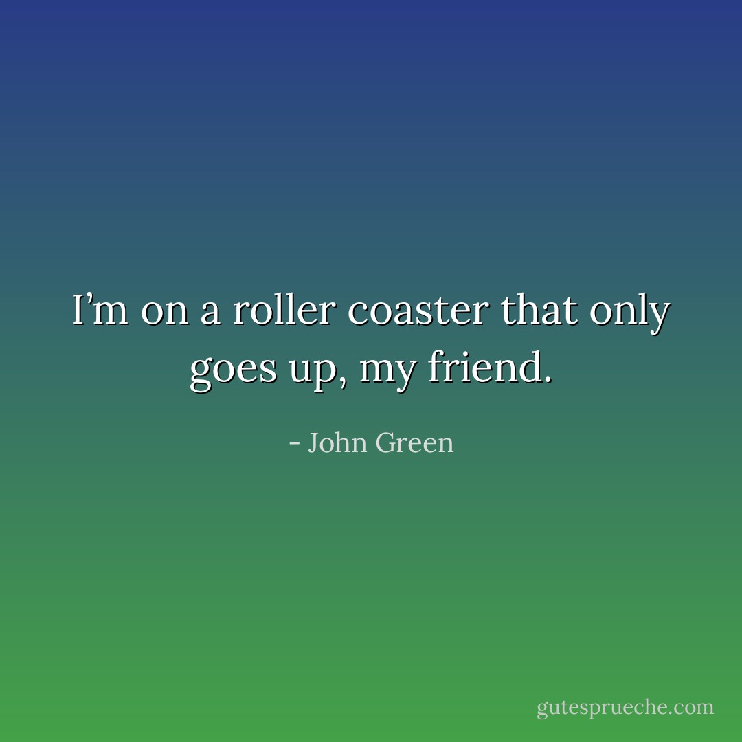 I’m on a roller coaster that only goes up, my friend. - John Green