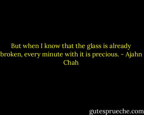 But when I know that the glass is already broken, every minute with it is precious. - Ajahn Chah