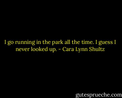 I go running in the park all the time. I guess I never looked up. - Cara Lynn Shultz