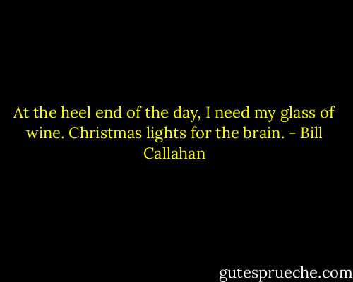 At the heel end of the day, I need my glass of wine. Christmas lights for the brain. - Bill Callahan
