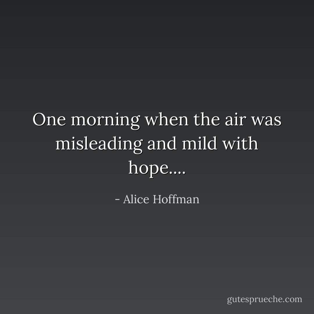 One morning when the air was misleading and mild with hope.... - Alice Hoffman
