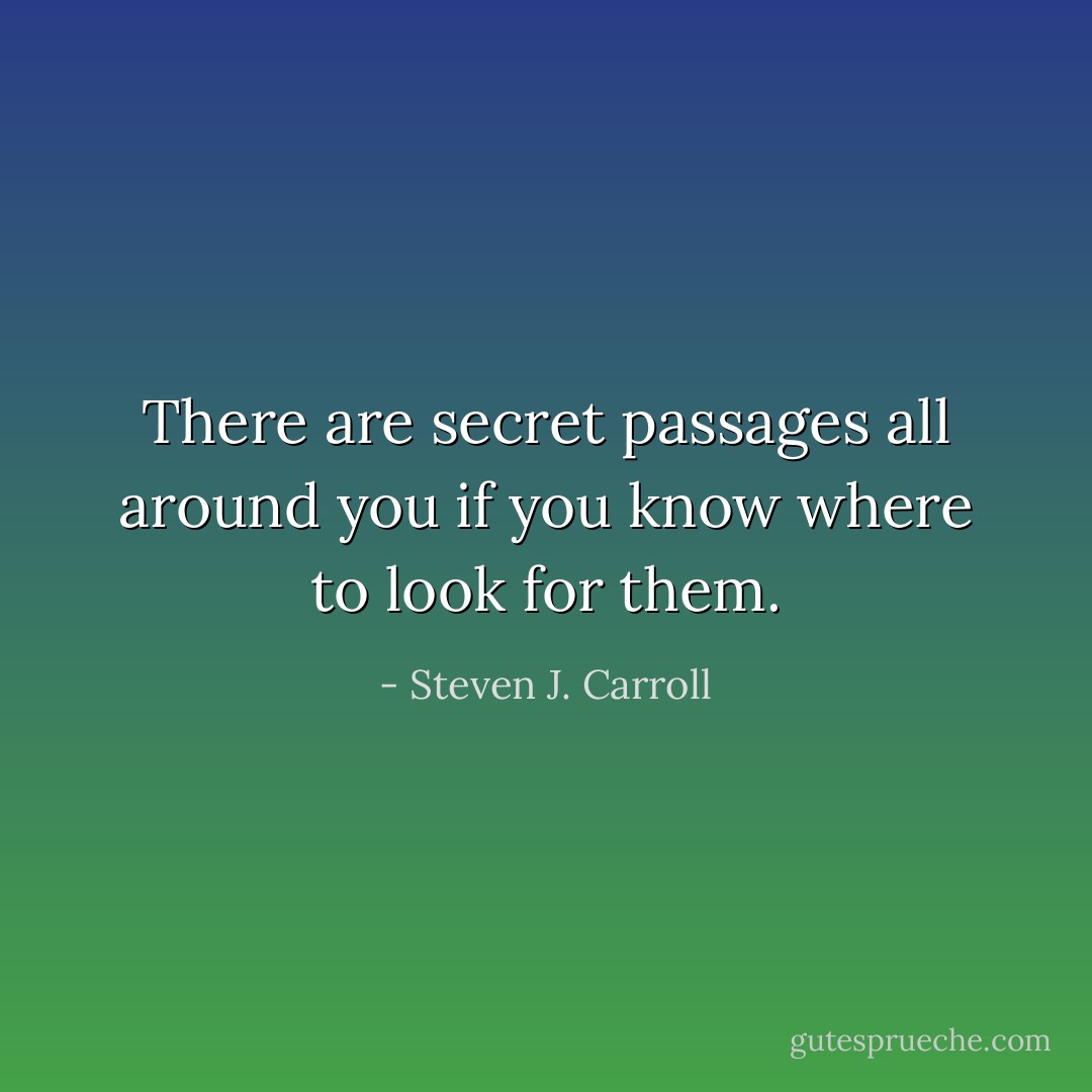 There are secret passages all around you if you know where to look for them. - Steven J. Carroll