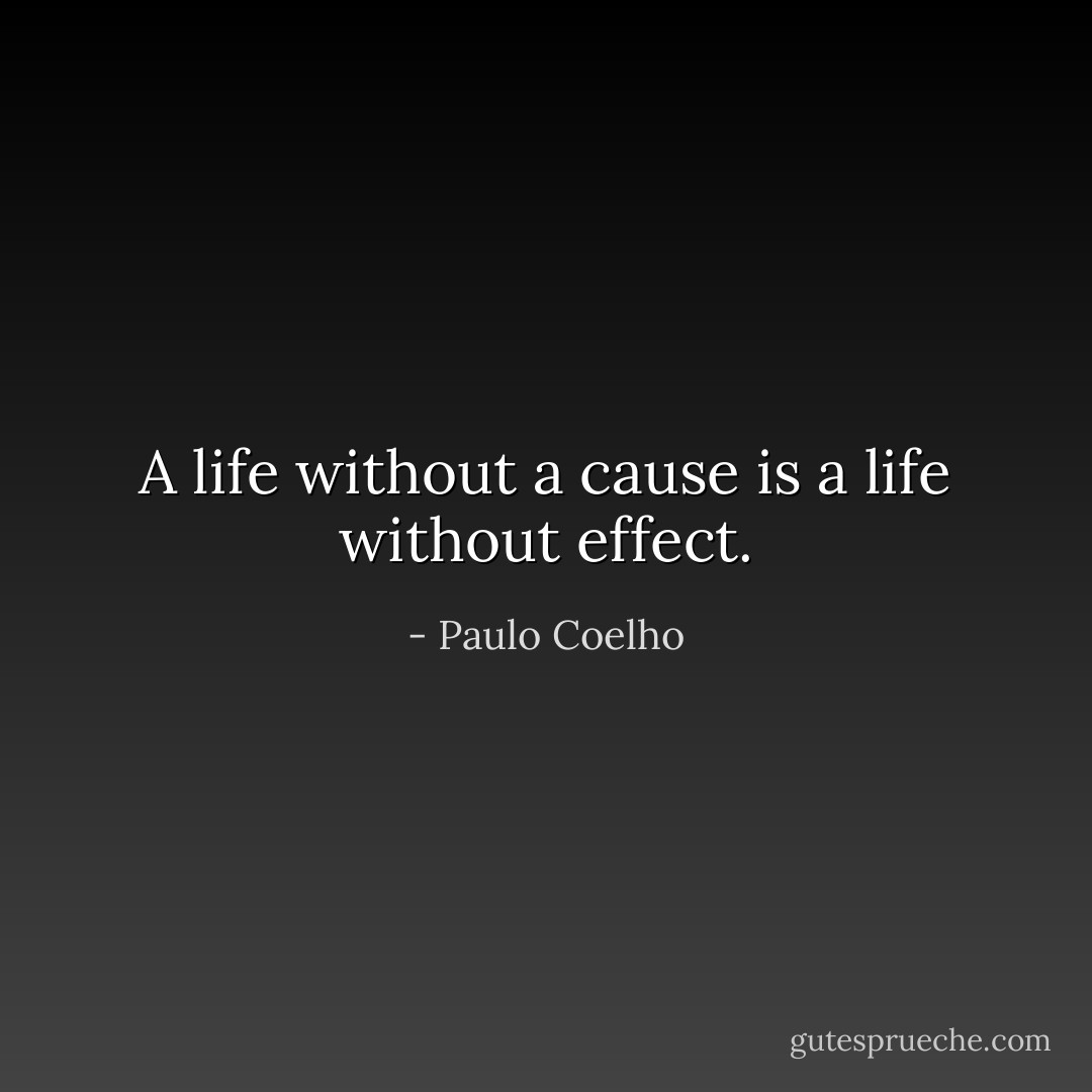 A life without a cause is a life without effect. - Paulo Coelho