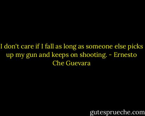 I don't care if I fall as long as someone else picks up my gun and keeps on shooting. - Ernesto Che Guevara