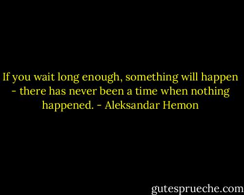 If you wait long enough, something will happen - there has never been a time when nothing happened. - Aleksandar Hemon