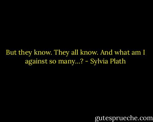 But they know. They all know. And what am I against so many…? - Sylvia Plath