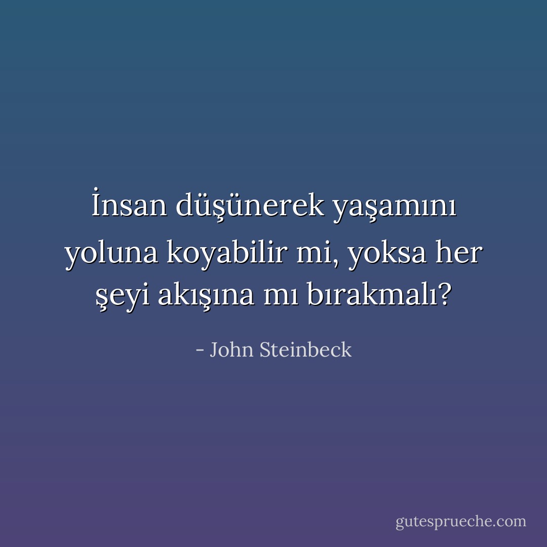 İnsan düşünerek yaşamını yoluna koyabilir mi, yoksa her şeyi akışına mı bırakmalı? - John Steinbeck