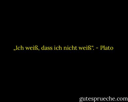 „Ich weiß, dass ich nicht weiß“. - Plato