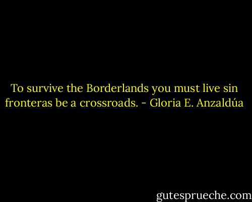 To survive the Borderlands you must live sin fronteras be a crossroads. - Gloria E. Anzaldúa