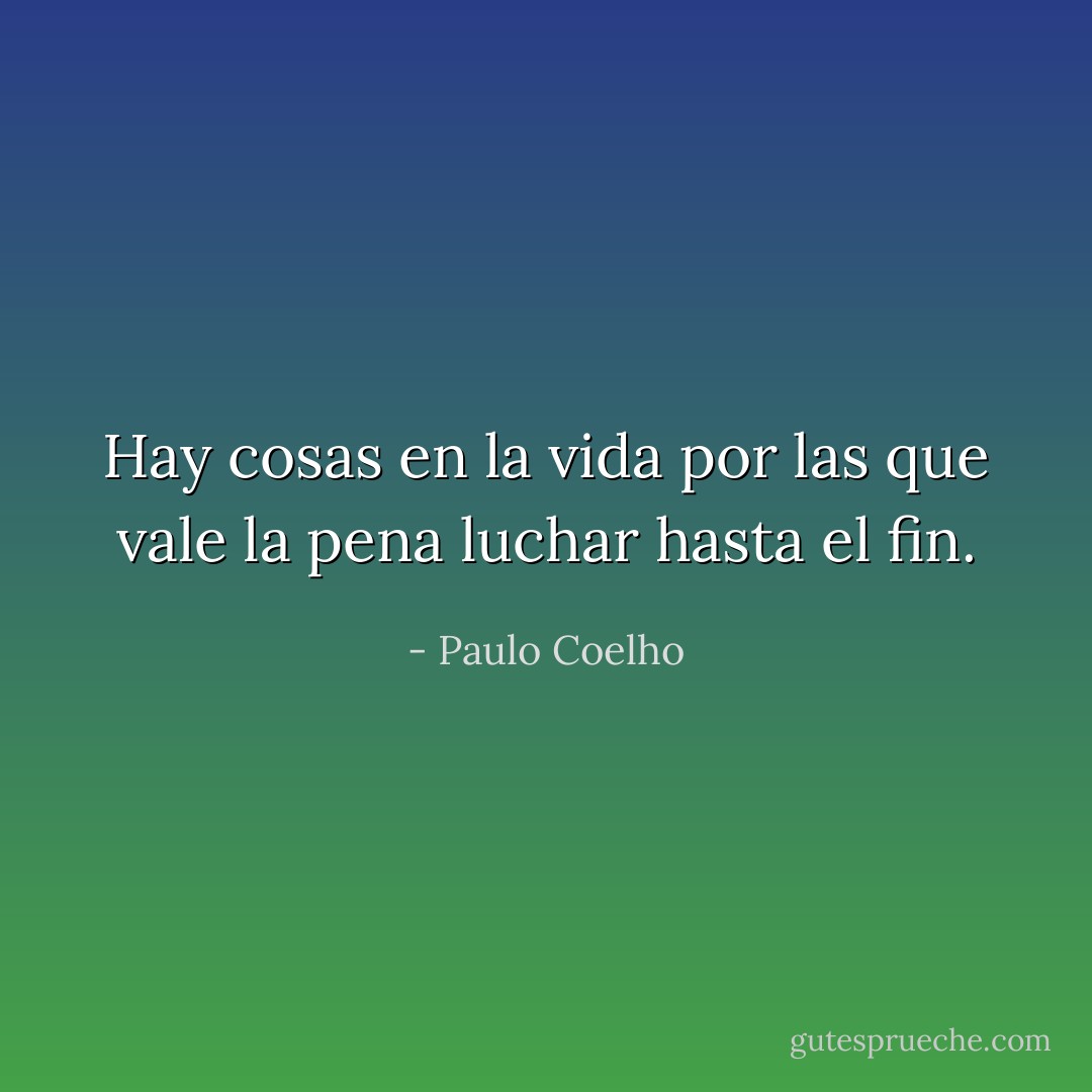 Hay cosas en la vida por las que vale la pena luchar hasta el fin. - Paulo Coelho