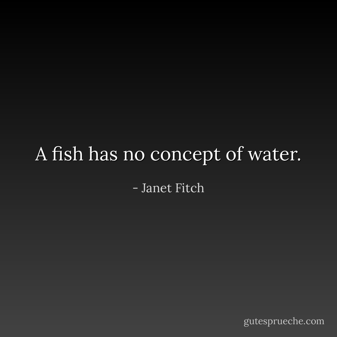 A fish has no concept of water. - Janet Fitch