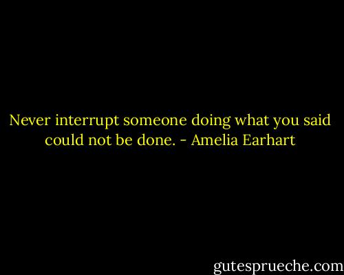 Never interrupt someone doing what you said could not be done. - Amelia Earhart