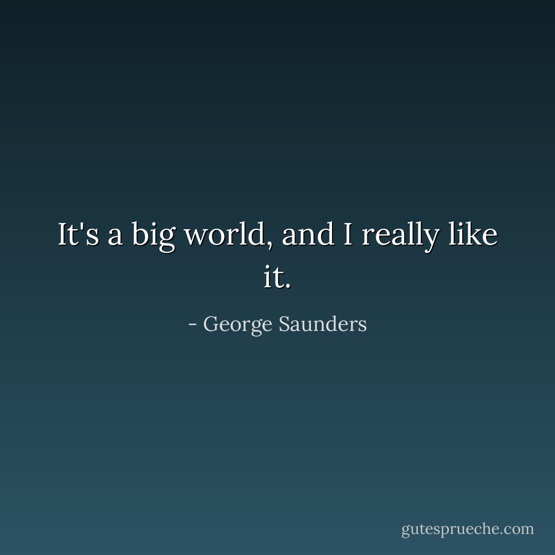 It's a big world, and I really like it. - George Saunders