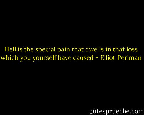 Hell is the special pain that dwells in that loss which you yourself have caused - Elliot Perlman