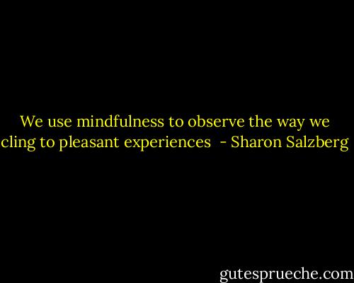 We use mindfulness to observe the way we cling to pleasant experiences  - Sharon Salzberg