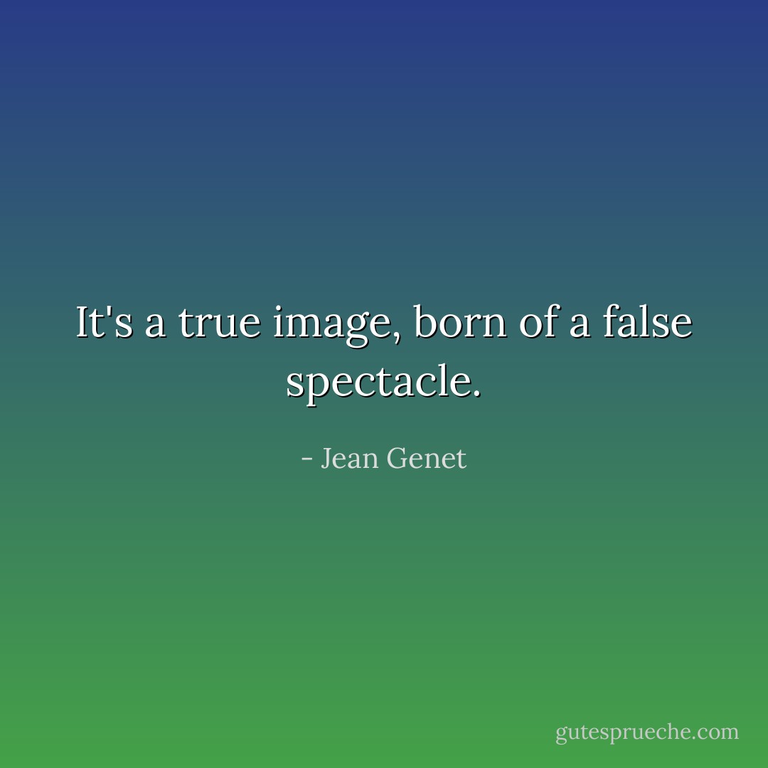 It's a true image, born of a false spectacle. - Jean Genet