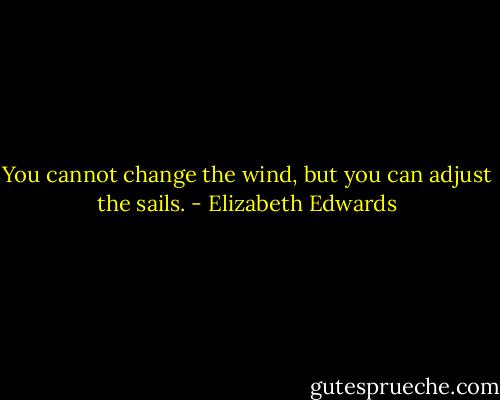 You cannot change the wind, but you can adjust the sails. - Elizabeth Edwards