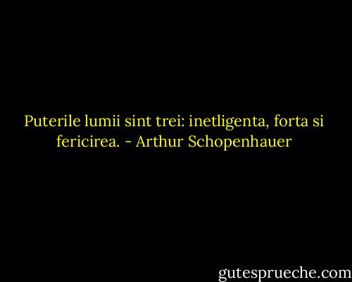 Puterile lumii sint trei: inetligenta, forta si fericirea. - Arthur Schopenhauer