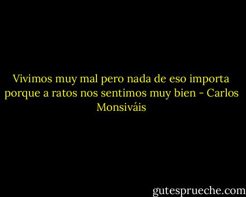 Vivimos muy mal pero nada de eso importa porque a ratos nos sentimos muy bien - Carlos Monsiváis