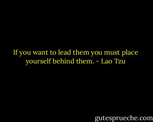 If you want to lead them you must place yourself behind them. - Lao Tzu