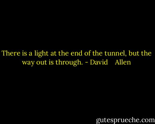 There is a light at the end of the tunnel, but the way out is through. - David    Allen