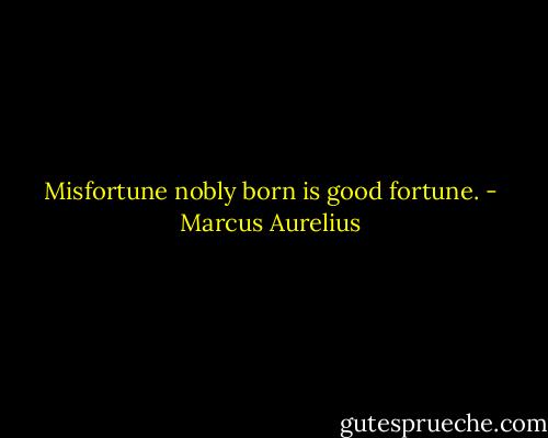 Misfortune nobly born is good fortune. - Marcus Aurelius