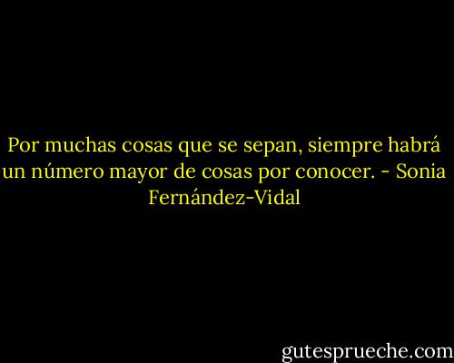 Por muchas cosas que se sepan, siempre habrá un número mayor de cosas por conocer. - Sonia Fernández-Vidal