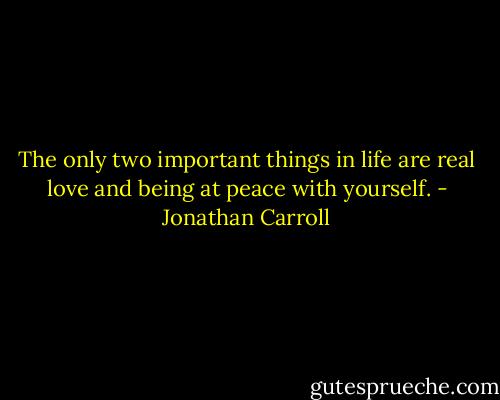 The only two important things in life are real love and being at peace with yourself. - Jonathan Carroll