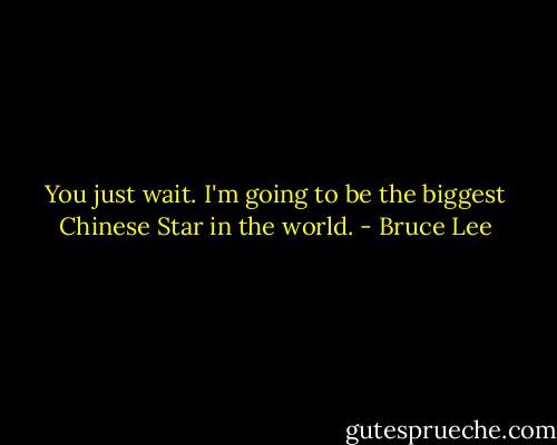 You just wait. I'm going to be the biggest Chinese Star in the world. - Bruce Lee