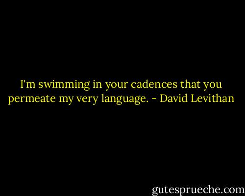 I'm swimming in your cadences that you permeate my very language. - David Levithan