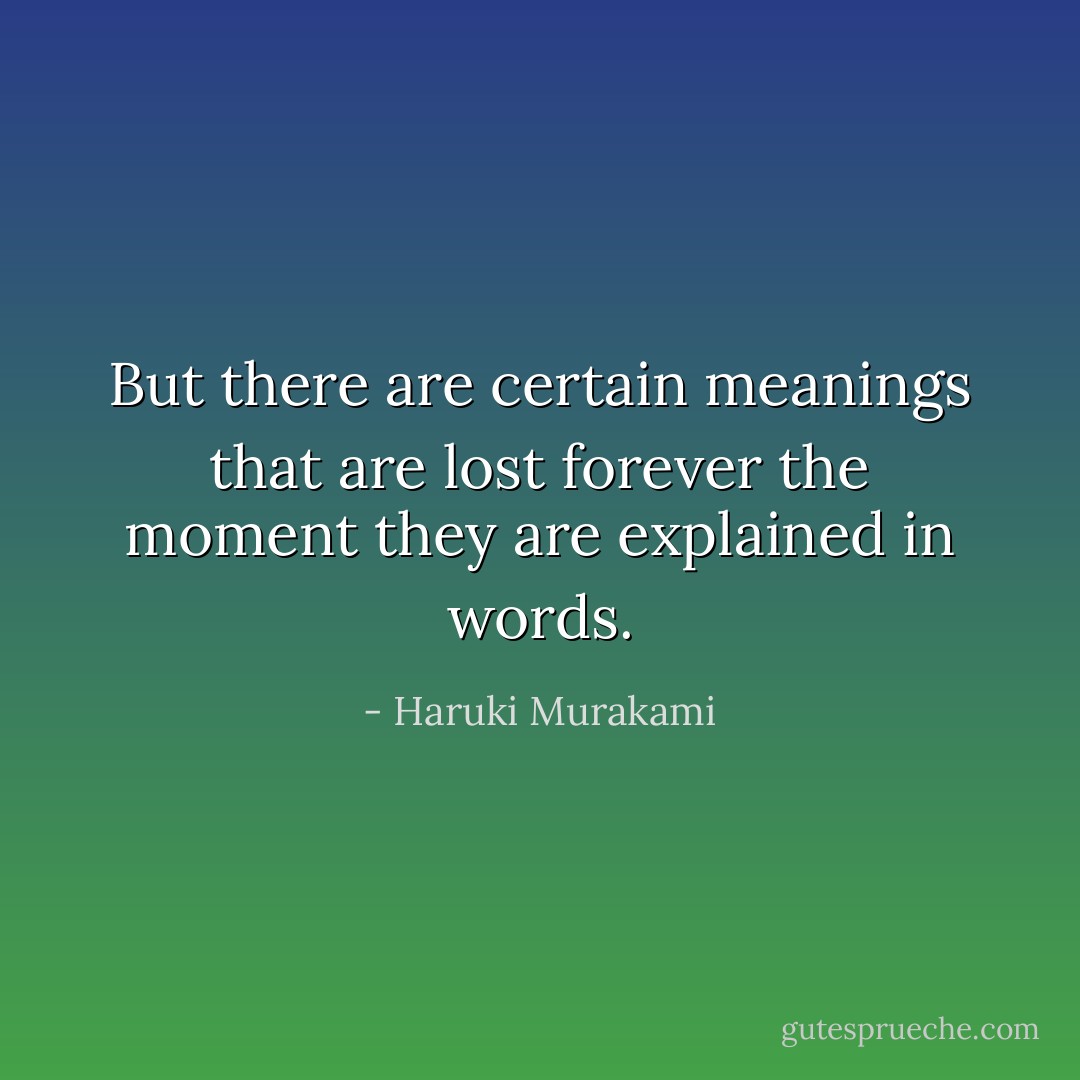 But there are certain meanings that are lost forever the moment they are explained in words. - Haruki Murakami