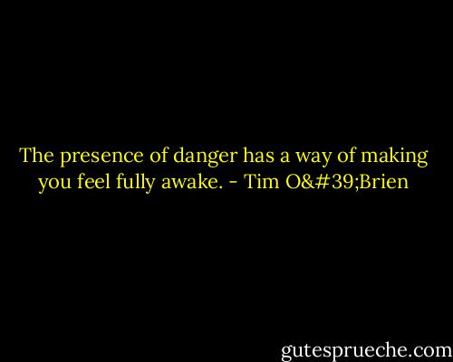 The presence of danger has a way of making you feel fully awake. - Tim O'Brien