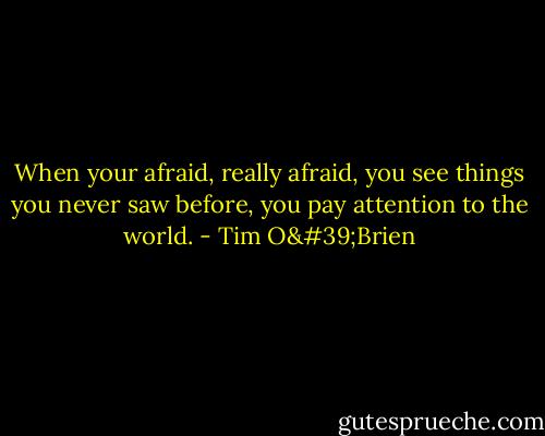 When your afraid, really afraid, you see things you never saw before, you pay attention to the world. - Tim O'Brien
