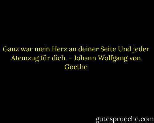 Ganz war mein Herz an deiner Seite<br />Und jeder Atemzug für dich. - Johann Wolfgang von Goethe