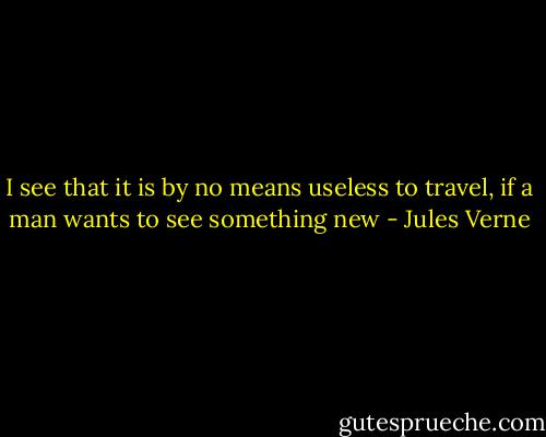 I see that it is by no means useless to travel, if a man wants to see something new - Jules Verne