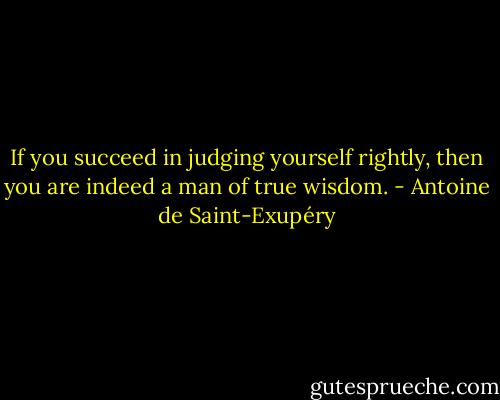 If you succeed in judging yourself rightly, then you are indeed a man of true wisdom. - Antoine de Saint-Exupéry