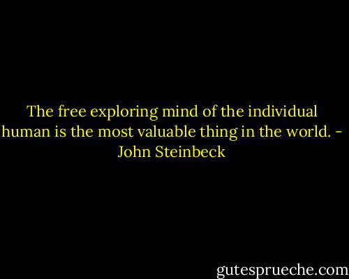 The free exploring mind of the individual human is the most valuable thing in the world. - John Steinbeck