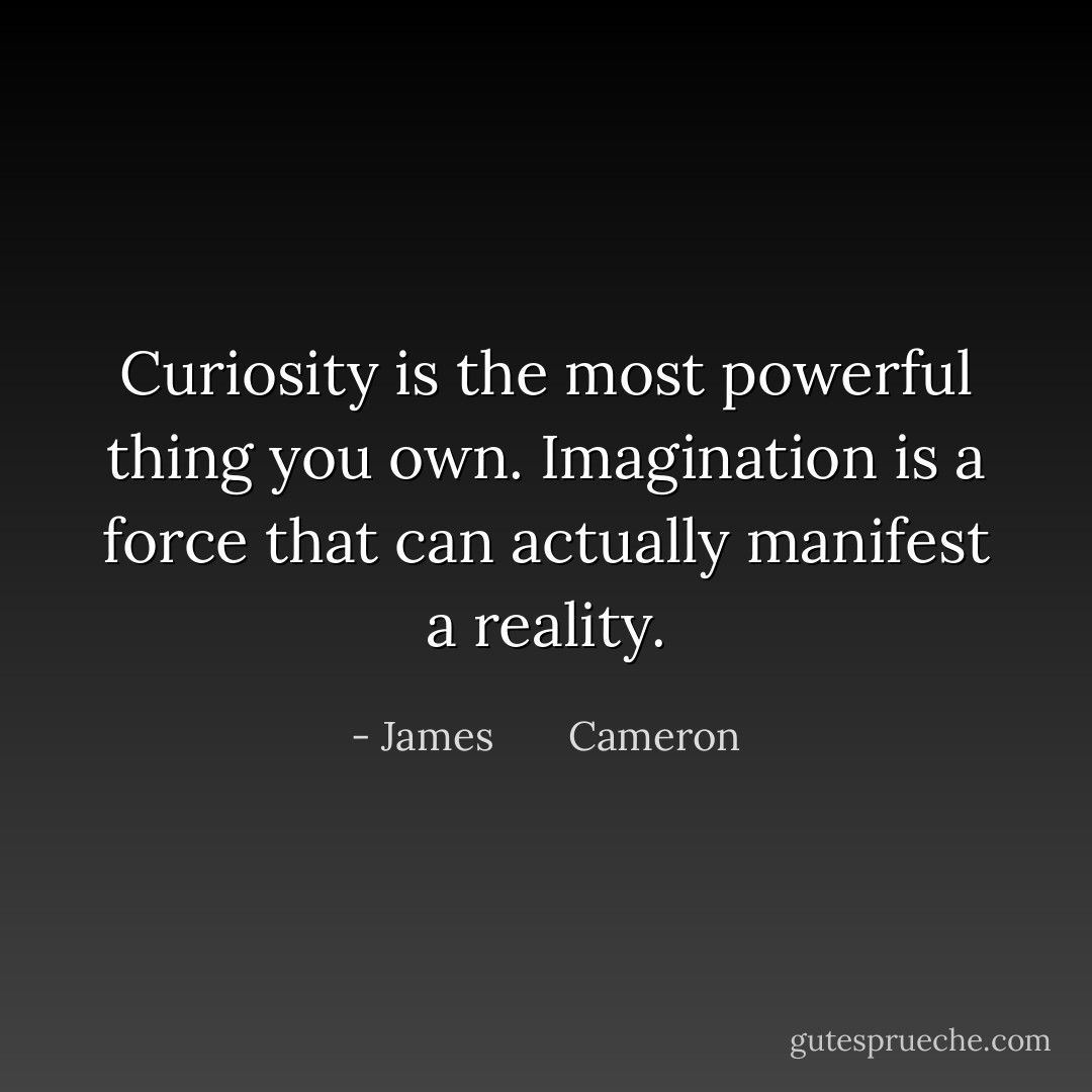 Curiosity is the most powerful thing you own. Imagination is a force that can actually manifest a reality. - James       Cameron
