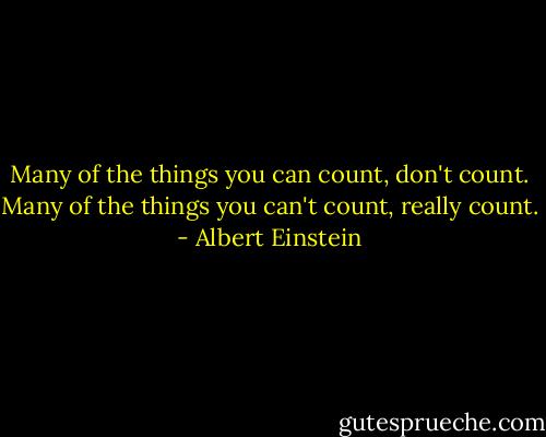 Many of the things you can count, don't count. Many of the things you can't count, really count. - Albert Einstein