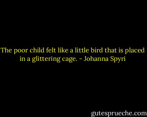 The poor child felt like a little bird that is placed in a glittering cage. - Johanna Spyri